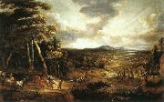 UDEN, Lucas van Landscape with the Flight into Egypt  wt oil on canvas